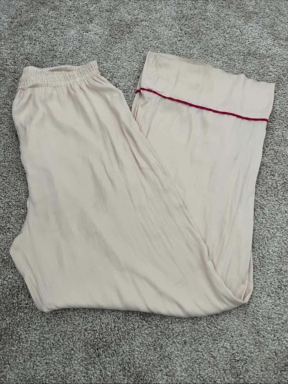 Free People Intimately Cream Wide-Leg Lounge Pants with Pink Accent